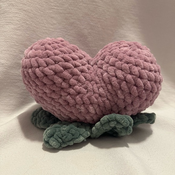 Handmade crochet heart flower pillow - Picture 1 of 4